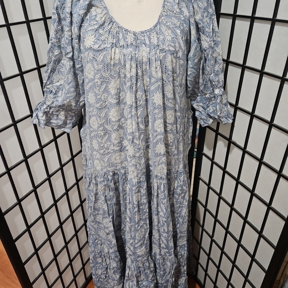 Daughters of India XL Blue & White Floral Maxi Length Dress - Picture 2 of 8